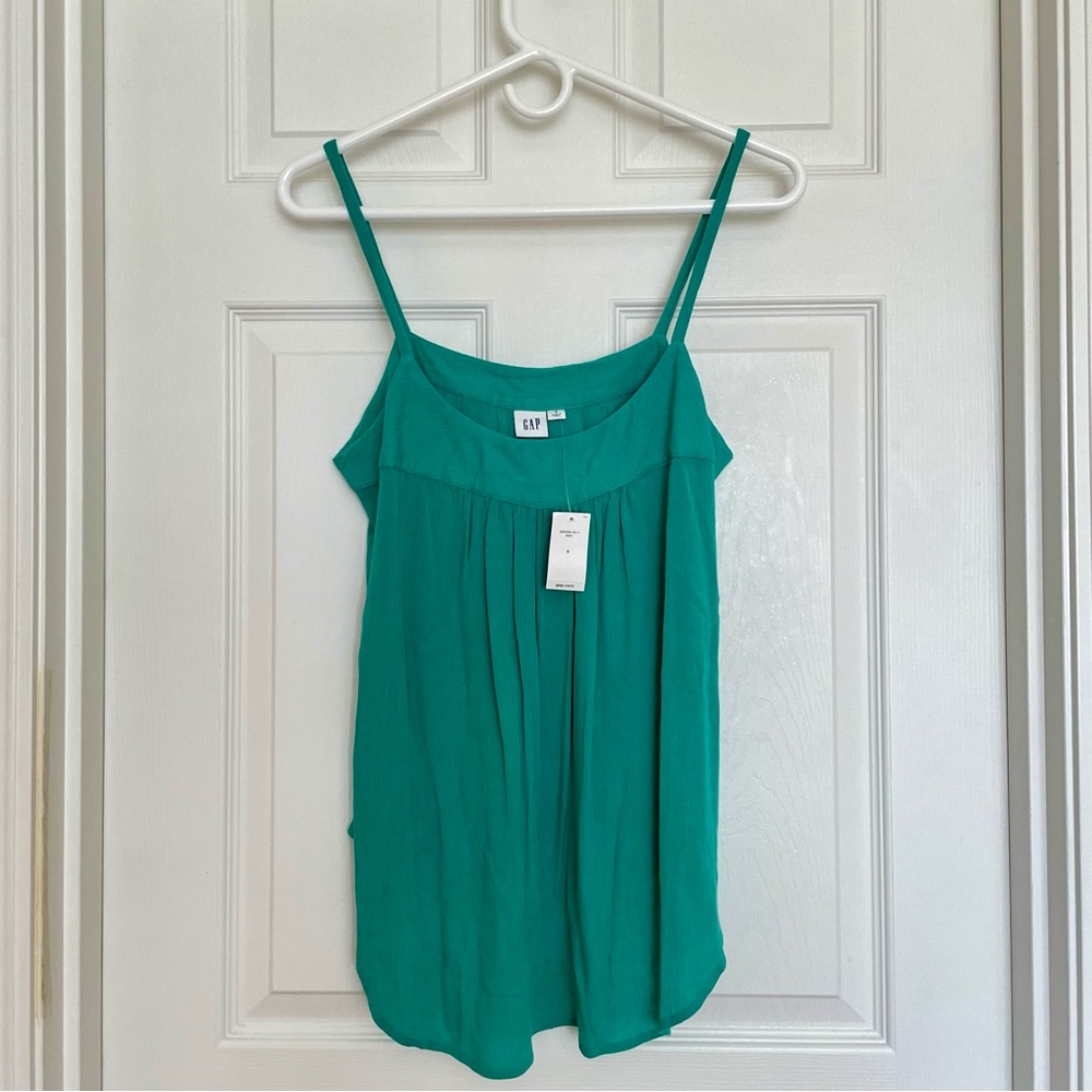 GAP Pleated Babydoll Cami Tank Top - Green - Small
